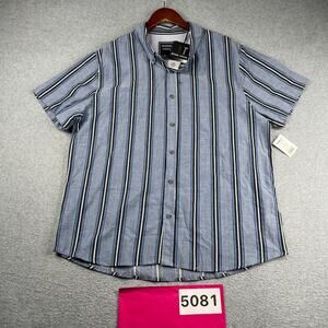 Reverse Threads Shirt Blue White Striped XL Button Up Short Sleeve Mens NEW